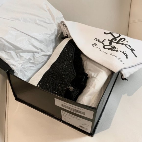 Alice + Olivia Camil Glitter Womens Mid-Top Black Fashion Sneakers Athletic Shoe - Picture 7 of 10